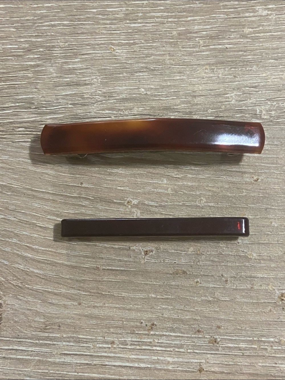 Vintage Tortoiseshell Resin Hair Barrettes - Set of 2